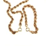 Graduated Gold Rope Chain Statement Necklace Bracelet Set