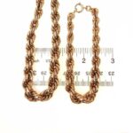 Graduated Gold Rope Chain Statement Necklace Bracelet Set