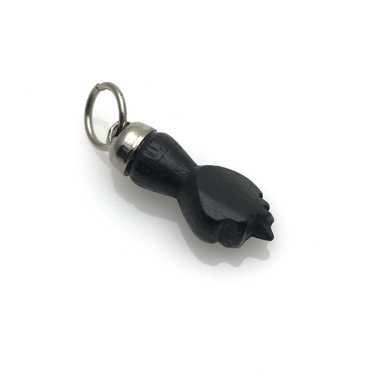 Vintage Hand Carved Ebonized Wood Figa Charm