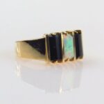 Jelly Opal Black Onyx Solid Gold Ring Size 5.75