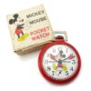 Vintage Bradley Mickey Mouse Pocket Watch in Original Box Model #6935 Red - Runs