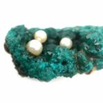 Modernist Brutalist Pin Brooch - Azurite Druzy and Pearls