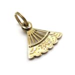 Moveable Fan Charm Pendant in 14k Gold Opens and Closes