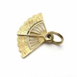 Moveable Fan Charm Pendant in 14k Gold Opens and Closes