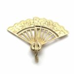 Moveable Fan Charm Pendant in 14k Gold Opens and Closes