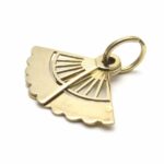 Moveable Fan Charm Pendant in 14k Gold Opens and Closes