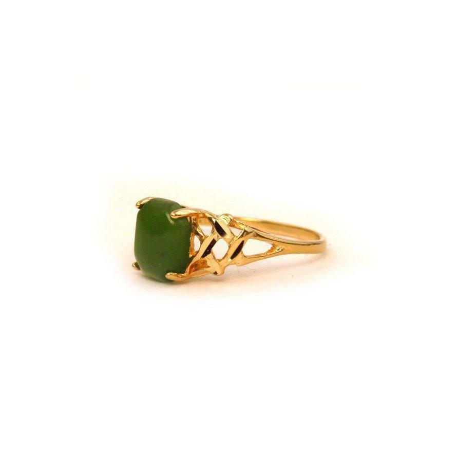 Nephrite Jade 14k Gold Ring Estate Jewelry Size 7.5