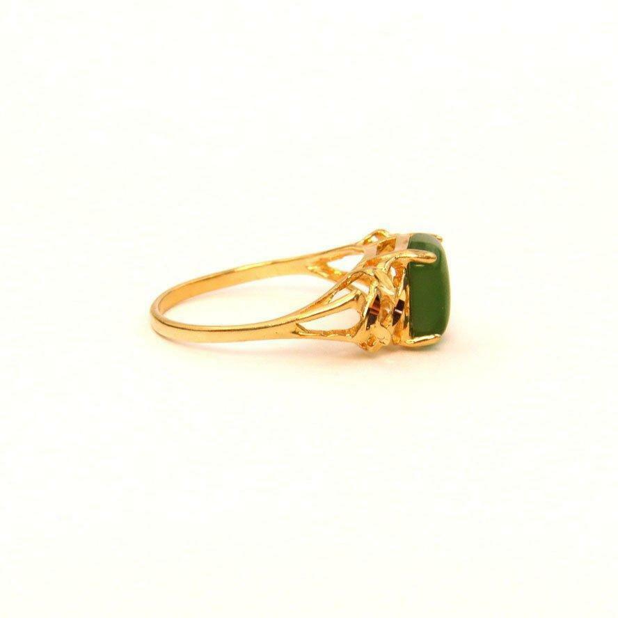 Nephrite Jade 14k Gold Ring Estate Jewelry Size 7.5