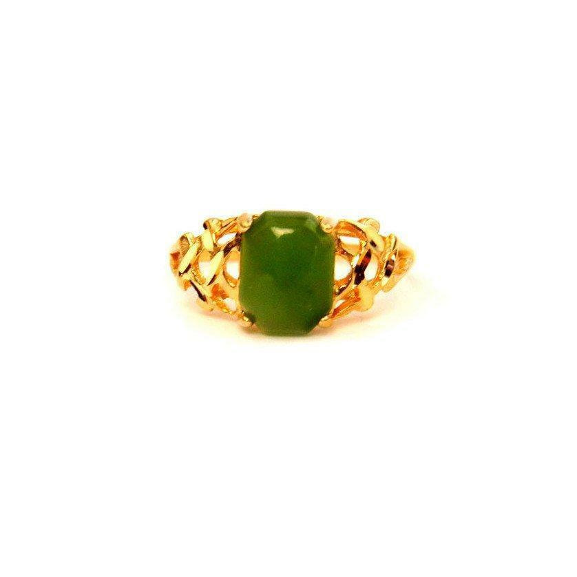 Nephrite Jade 14k Gold Ring Estate Jewelry Size 7.5