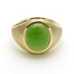 Vintage Nephrite Jade Solid Gold Men's Signet Ring