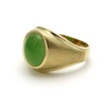 Vintage Nephrite Jade Solid Gold Men's Signet Ring