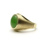 Vintage Nephrite Jade Solid Gold Men's Signet Ring
