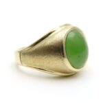 Vintage Nephrite Jade Solid Gold Men's Signet Ring