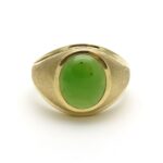 Vintage Nephrite Jade Solid Gold Men's Signet Ring