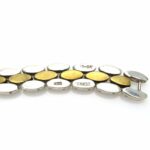 Heavy Vintage Panther Link Mixed Metals Mexican Bracelet Sterling Silver & Brass