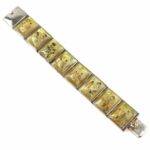 Persian Story Silver Bracelet, Chinese Export, Hand Painted Mother of Pearl