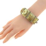 Persian Story Silver Bracelet, Chinese Export, Hand Painted Mother of Pearl