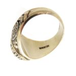 Vintage Pius X High School Ring Class of 77 Antiqued Gold and Sapphire Glass