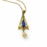 Rose Gold Art Nouveau Lavalier Pendant Necklace