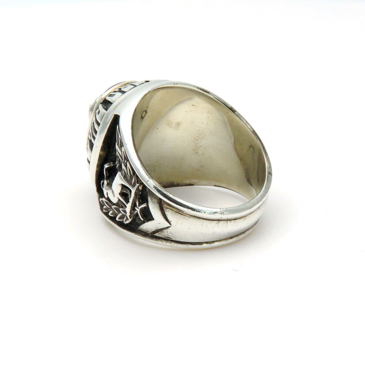 Vintage Ruby Diamond ELKS BPOE Signet Ring in Sterling Silver, Past Exalted Ruler