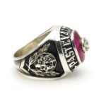 Vintage Ruby Diamond ELKS BPOE Signet Ring in Sterling Silver, Elks Past Exalted Ruler