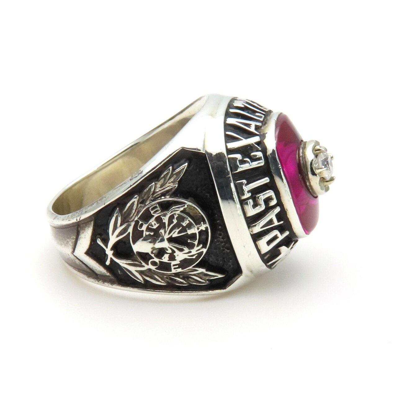 Vintage Ruby Diamond ELKS BPOE Signet Ring in Sterling Silver, Elks Past Exalted Ruler