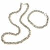 Sterling Silver Byzantine Chain Necklace and Bracelet Set
