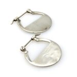 Vintage Sterling Silver Enameled Hoop Earrings - Sunny Landscape Scene - Reminiscent of Peter Maxx
