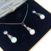 Sterling Silver Floating Opal Necklace Earrings Set