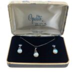 Sterling Silver Floating Opal Necklace Earrings Set