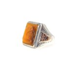 Sterling Silver Rose Gold Tiger Eye Cameo Signet Ring