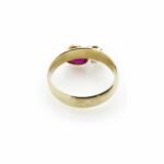 Vintage Two Cubic Zirconia Hearts 14k Gold Charm Ring - Red and Clear