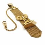Victorian Watch Chain Fob Woven Gold Ribbon