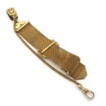 Victorian Watch Chain Fob Woven Gold Ribbon