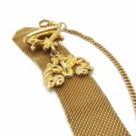 Vintage Victorian Watch Chain Fob Woven Gold Ribbon