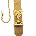 Antique  Victorian Watch Chain Fob Woven Gold Ribbon