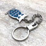 Vintage Mexican Taxco Sterling Silver Turquoise Owl Keychain
