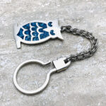 Vintage Mexican Taxco Sterling Silver Turquoise Owl Keychain