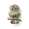 Vintage Sterling Silver Owl Brooch Pin with Real Emerald Eyes