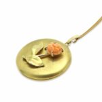 Vintage Carved Coral Rose Gold Filled Locket Necklace
