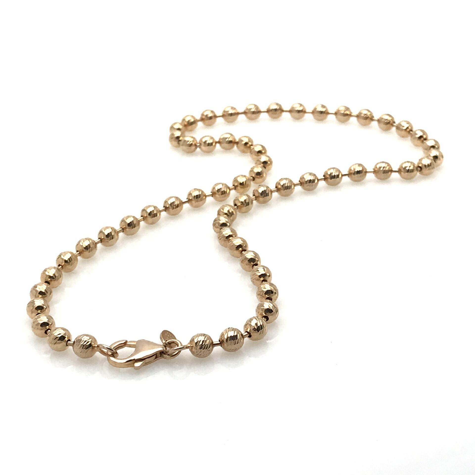 Rose Gold 5MM Chiseled Bead Chain Milor Bronze Necklace