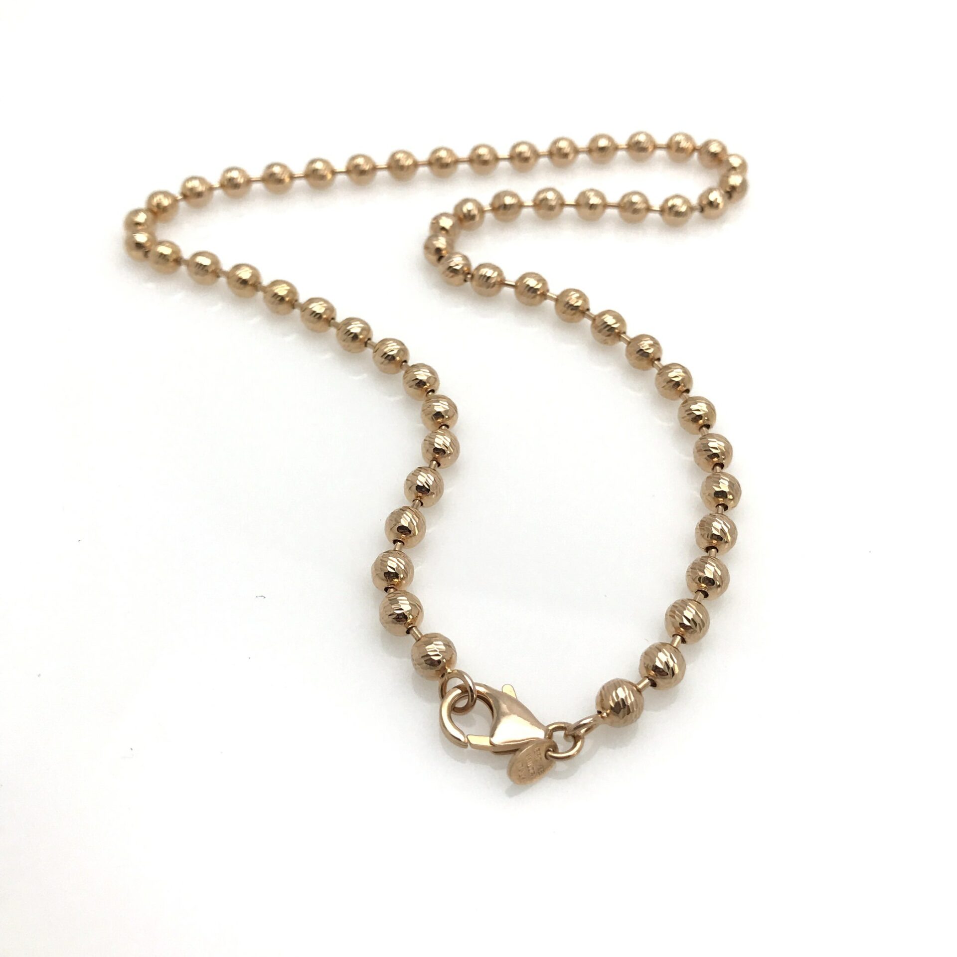 Rose Gold 5MM Chiseled Bead Chain Milor Bronze Necklace