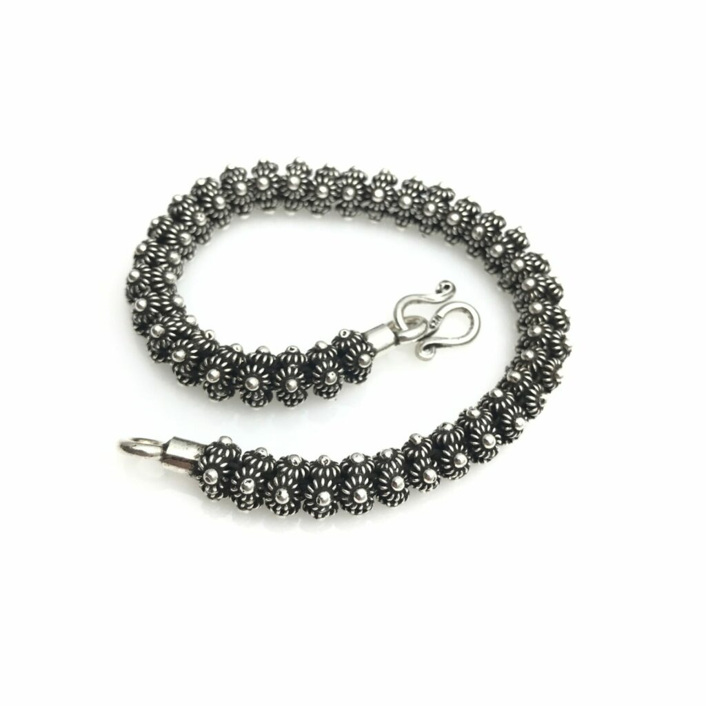 Vintage Sterling Silver Canetille Snake Chain Bracelet