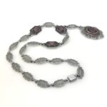Antique Art Deco Silver Tone Filigree Amethyst Enamel Necklace by P.S. Co