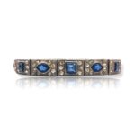 Art Deco Sapphire and Clear Glass Paste Stones Bracelet