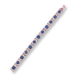 Art Deco Sapphire and Clear Glass Paste Stones Bracelet