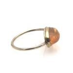 Fire Opal Conversion Ring made from an antique stick pin