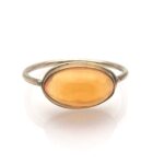 Fire Opal Conversion Ring made from an antique stick pin