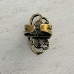 Vintage Modernist Brutalist Ring - 800 Silver and Yellow Fired Enamel Center