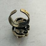 Vintage Modernist Brutalist Ring - 800 Silver and Yellow Fired Enamel Center